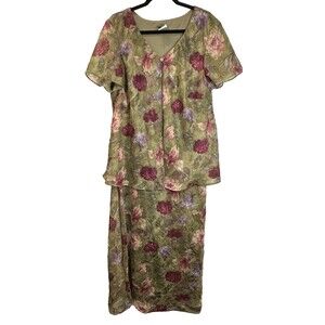 DB Collection Dress Floral Colorful One Piece Top Button Lined Crinkled Fabric